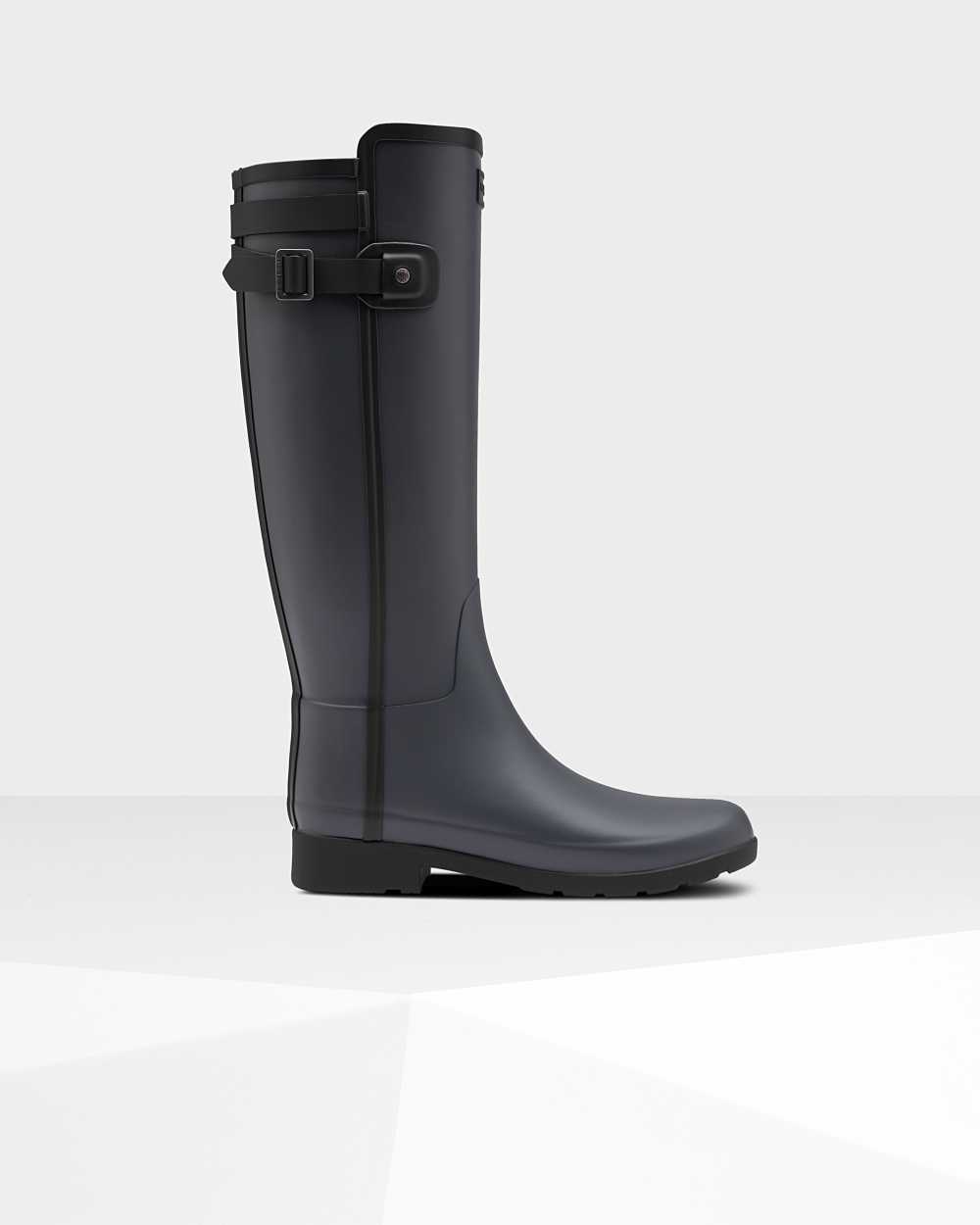 Hunter Refined Slim Fit Contrast Tall Women's Rain Boots NZ-64286M Dark/Black